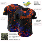 Custom Black Royal-Orange 3D Pattern Design Splash Authentic Baseball Jersey