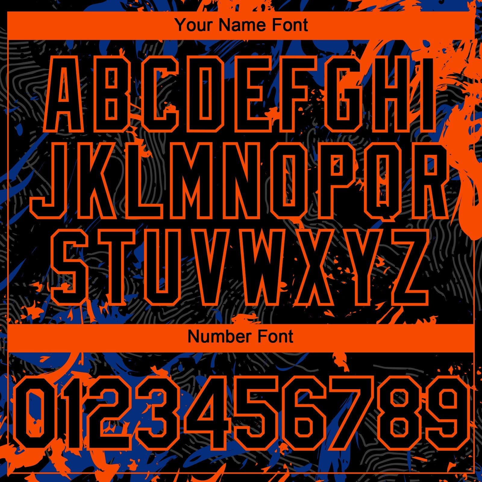 Custom Black Royal-Orange 3D Pattern Design Splash Authentic Baseball Jersey