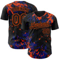 Custom Black Royal-Orange 3D Pattern Design Splash Authentic Baseball Jersey