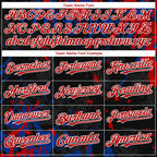 Custom Black Red Royal-White 3D Pattern Design Splash Authentic Baseball Jersey