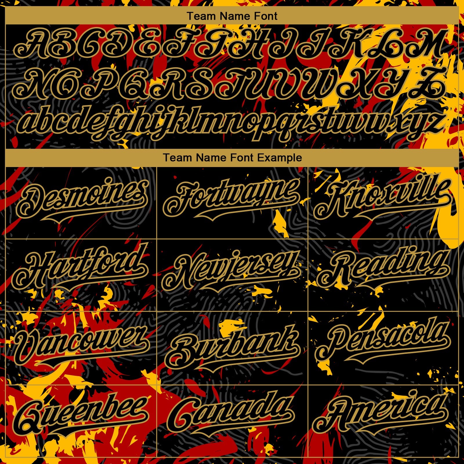 Custom Black Red-Old Gold 3D Pattern Design Splash Authentic Baseball Jersey