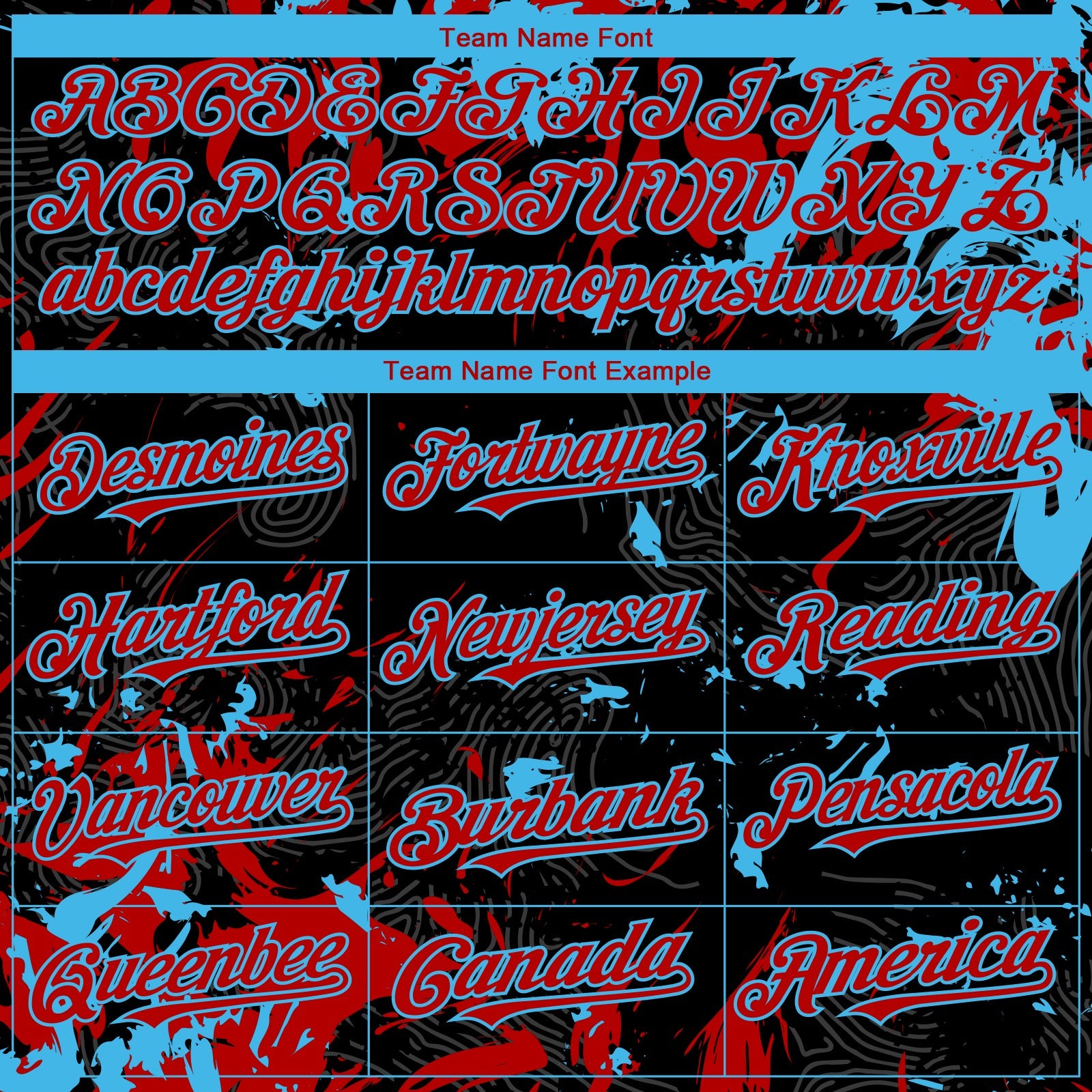 Custom Black Red-Sky Blue 3D Pattern Design Splash Authentic Baseball Jersey