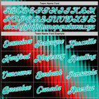 Custom Navy Aqua Red-White 3D Pattern Design Gradient Stripe Sportswear Performance T-Shirt