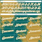 Custom Teal White-Old Gold 3D Pattern Design Abstract Brush Stroke Performance T-Shirt