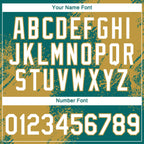 Custom Teal White-Old Gold 3D Pattern Design Abstract Brush Stroke Performance T-Shirt