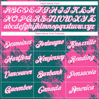 Custom Teal White-Pink 3D Pattern Design Abstract Brush Stroke Performance T-Shirt