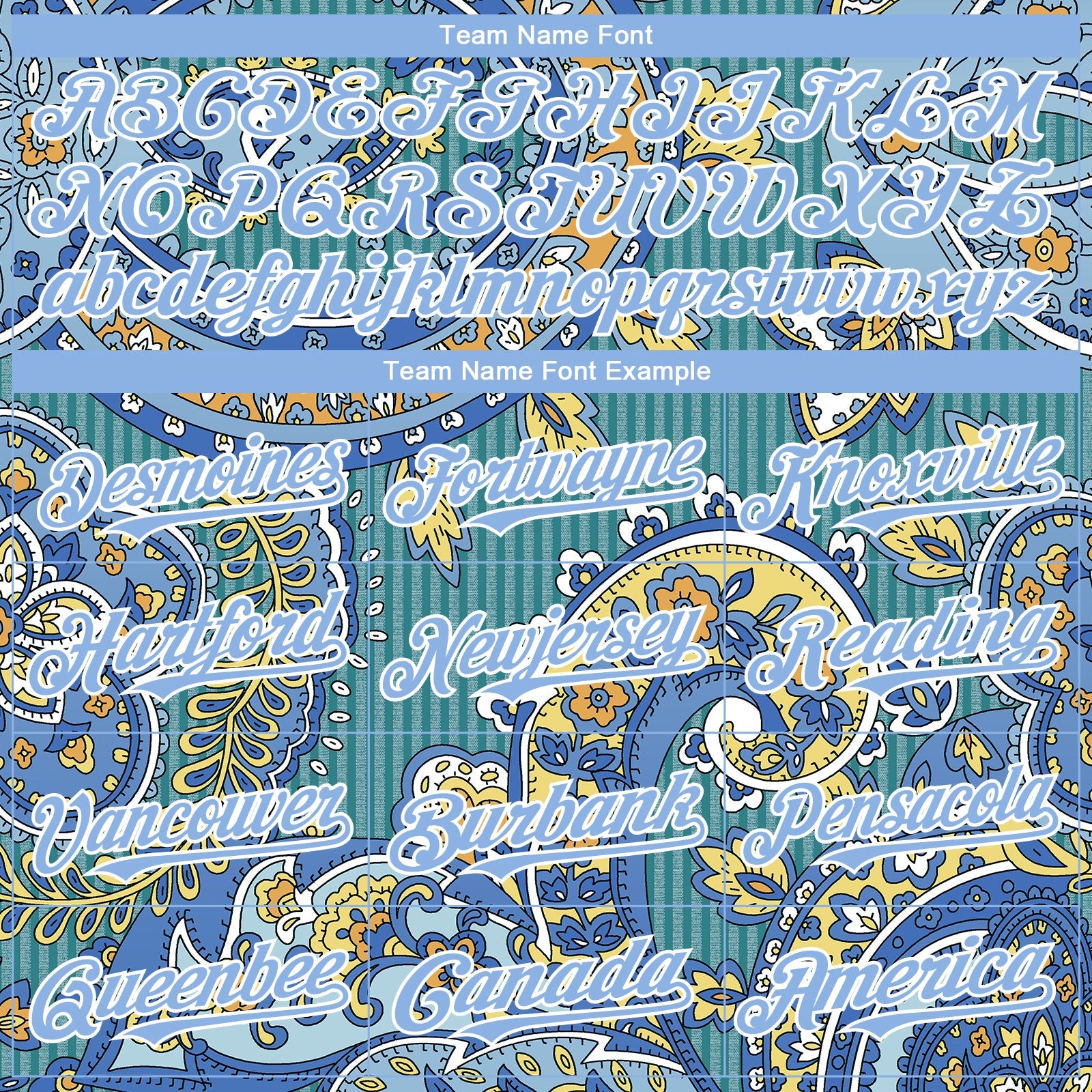 Custom Teal Light Blue-White 3D Pattern Design Rave Party Ethnic Paisley Bandana Authentic Baseball Jersey