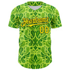 Custom Neon Green Black 3D Pattern Design Rave Party Ethnic Paisley Bandana Authentic Baseball Jersey