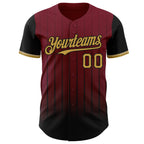 Custom Crimson Old Gold-Black 3D Pattern Design Gradient Geometric Shape Authentic Baseball Jersey