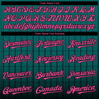 Custom Teal Pink-Black 3D Pattern Design Gradient Geometric Shape Authentic Baseball Jersey
