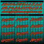 Custom Aqua Orange-Black 3D Pattern Design Gradient Geometric Shape Authentic Baseball Jersey