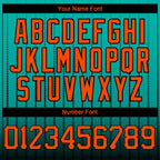 Custom Aqua Orange-Black 3D Pattern Design Gradient Geometric Shape Authentic Baseball Jersey