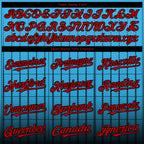 Custom Sky Blue Red-Black 3D Pattern Design Gradient Geometric Shape Authentic Baseball Jersey