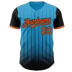 Custom Sky Blue Orange-Black 3D Pattern Design Gradient Geometric Shape Authentic Baseball Jersey
