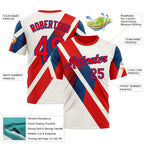 Custom Cream Fire Red-Royal 3D Pattern Design Canada America Sportswear Performance T-Shirt