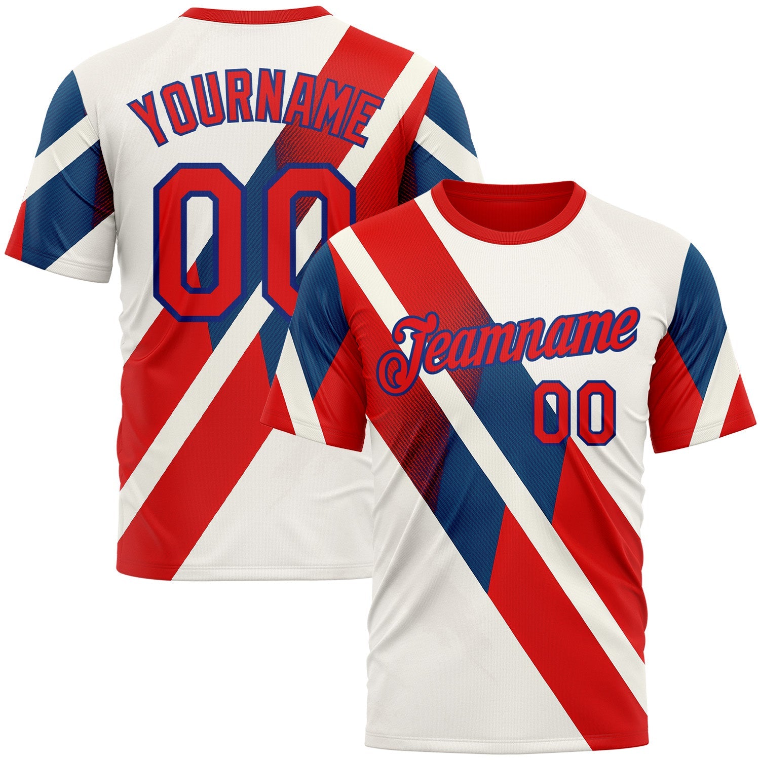 Custom Cream Fire Red-Royal 3D Pattern Design Canada America Sportswear Performance T-Shirt