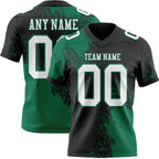 Custom Black White-Kelly Green 3D Pattern Abstract Brush Stroke Authentic Football Jersey
