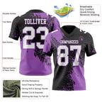 Custom Black White-Medium Purple 3D Pattern Abstract Brush Stroke Authentic Football Jersey
