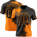 Custom Black Bay Orange 3D Pattern Abstract Brush Stroke Authentic Football Jersey