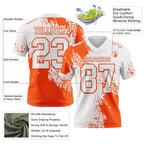 Custom White Orange 3D Pattern Abstract Brush Stroke Authentic Football Jersey