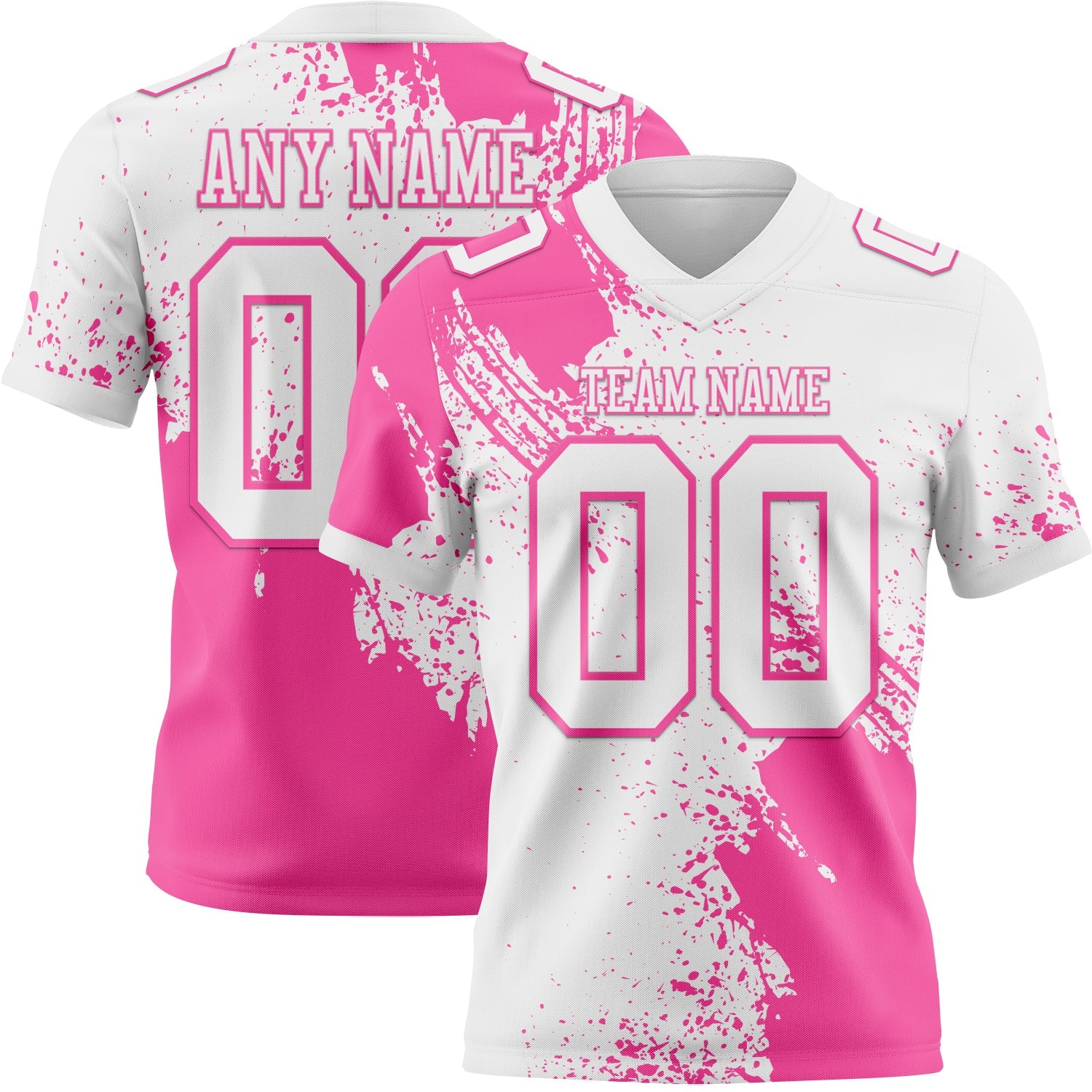 Custom White Pink 3D Pattern Abstract Brush Stroke Authentic Football Jersey