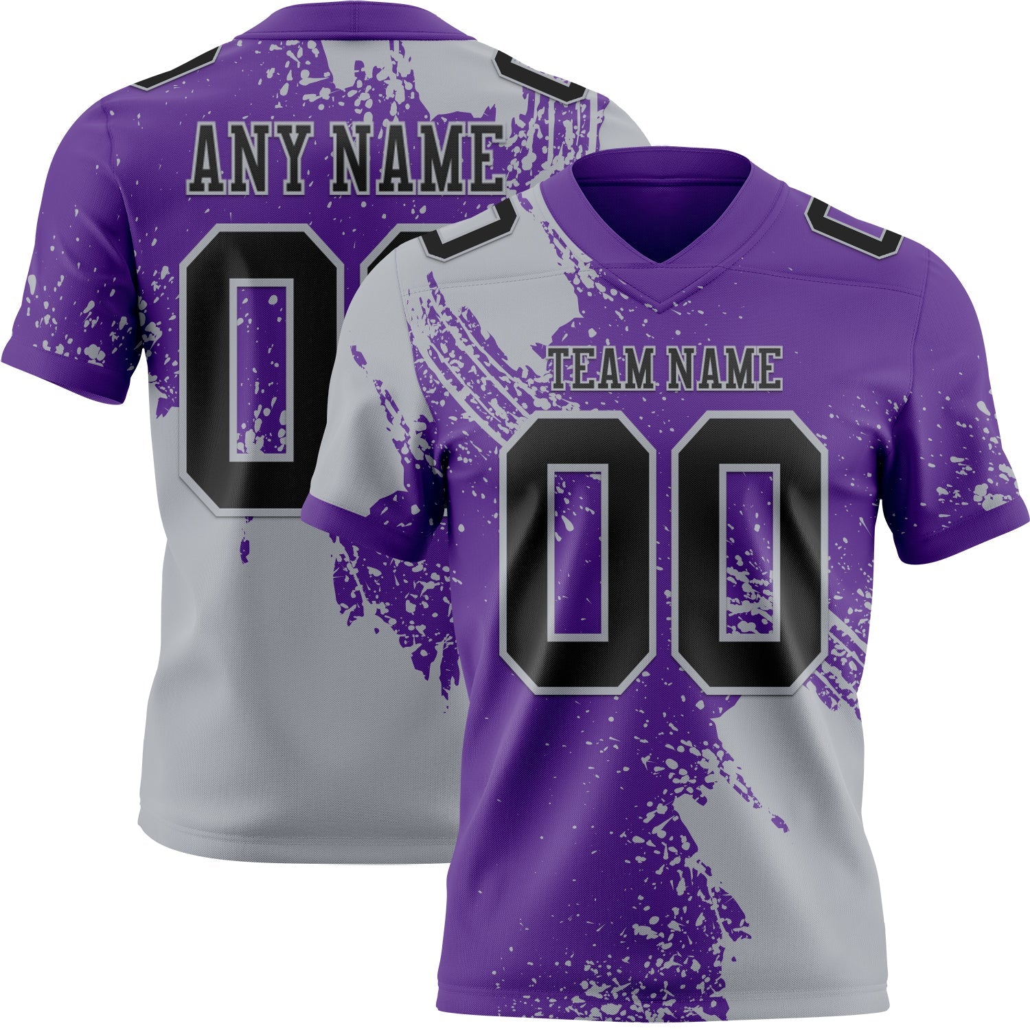 Custom Purple Black-Gray 3D Pattern Abstract Brush Stroke Authentic Football Jersey