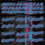 Custom Black Pink-Sky Blue 3D Hawaii Tropical Palm Leaves Authentic Baseball Jersey