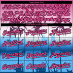 Custom Pink Blue Black-White 3D Gradient Miami Palm Trees City Edition Authentic Baseball Jersey
