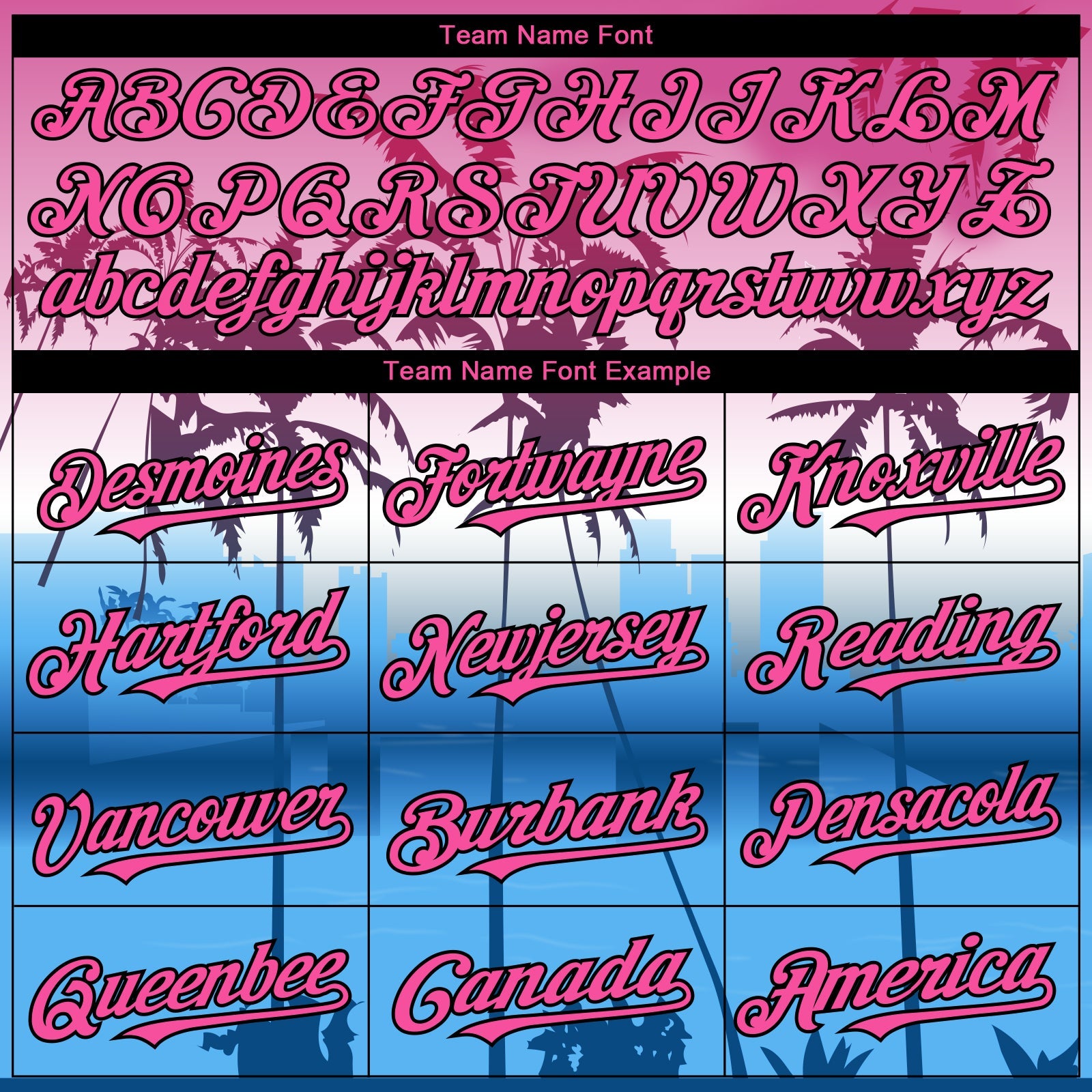 Custom Pink Blue Black-White 3D Gradient Miami Palm Trees City Edition Authentic Baseball Jersey