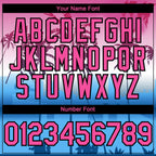 Custom Pink Blue Black-White 3D Gradient Miami Palm Trees City Edition Authentic Baseball Jersey