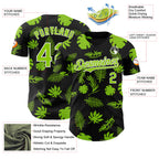 Custom Black Neon Green-White 3D Hawaii Palm Leaves Authentic Baseball Jersey