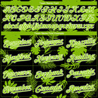 Custom Black Neon Green-White 3D Hawaii Palm Leaves Authentic Baseball Jersey