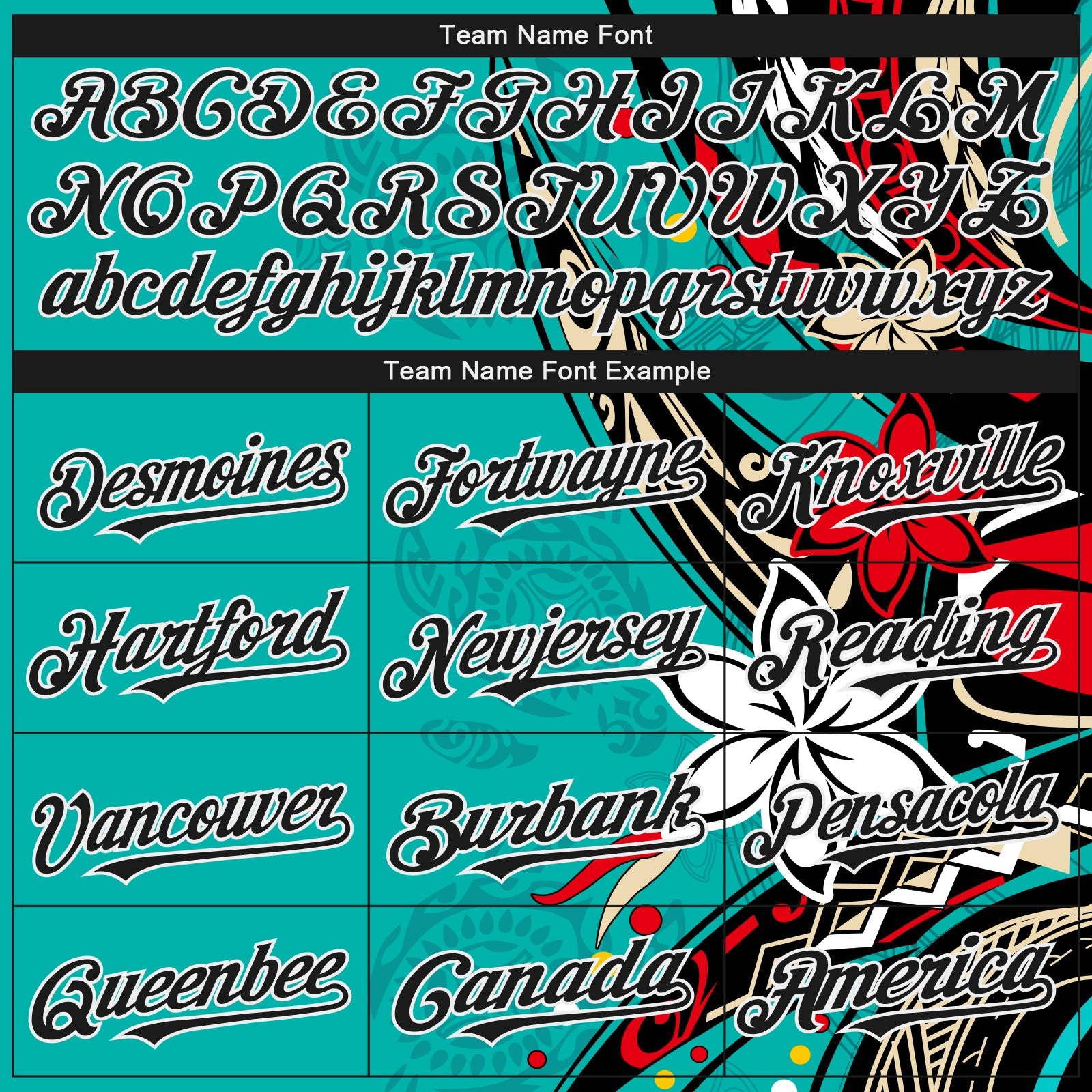 Custom Teal Black-White 3D Hawaii Flower Authentic Baseball Jersey