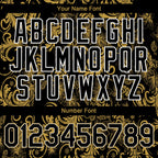 Custom Black Old Gold-White 3D Pattern Design Flower Authentic Baseball Jersey