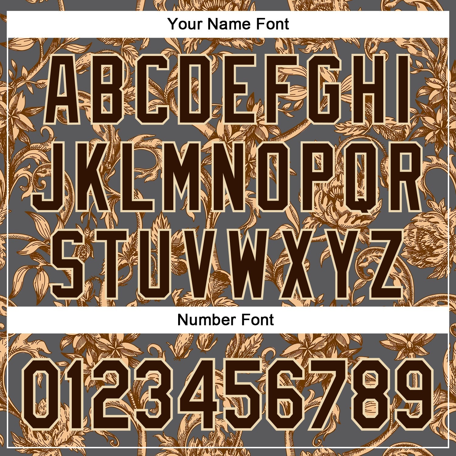 Custom Stitched Steel Gray Brown-Cream 3D Pattern Design Golden Subtle Floral Sports Pullover Sweatshirt Hoodie