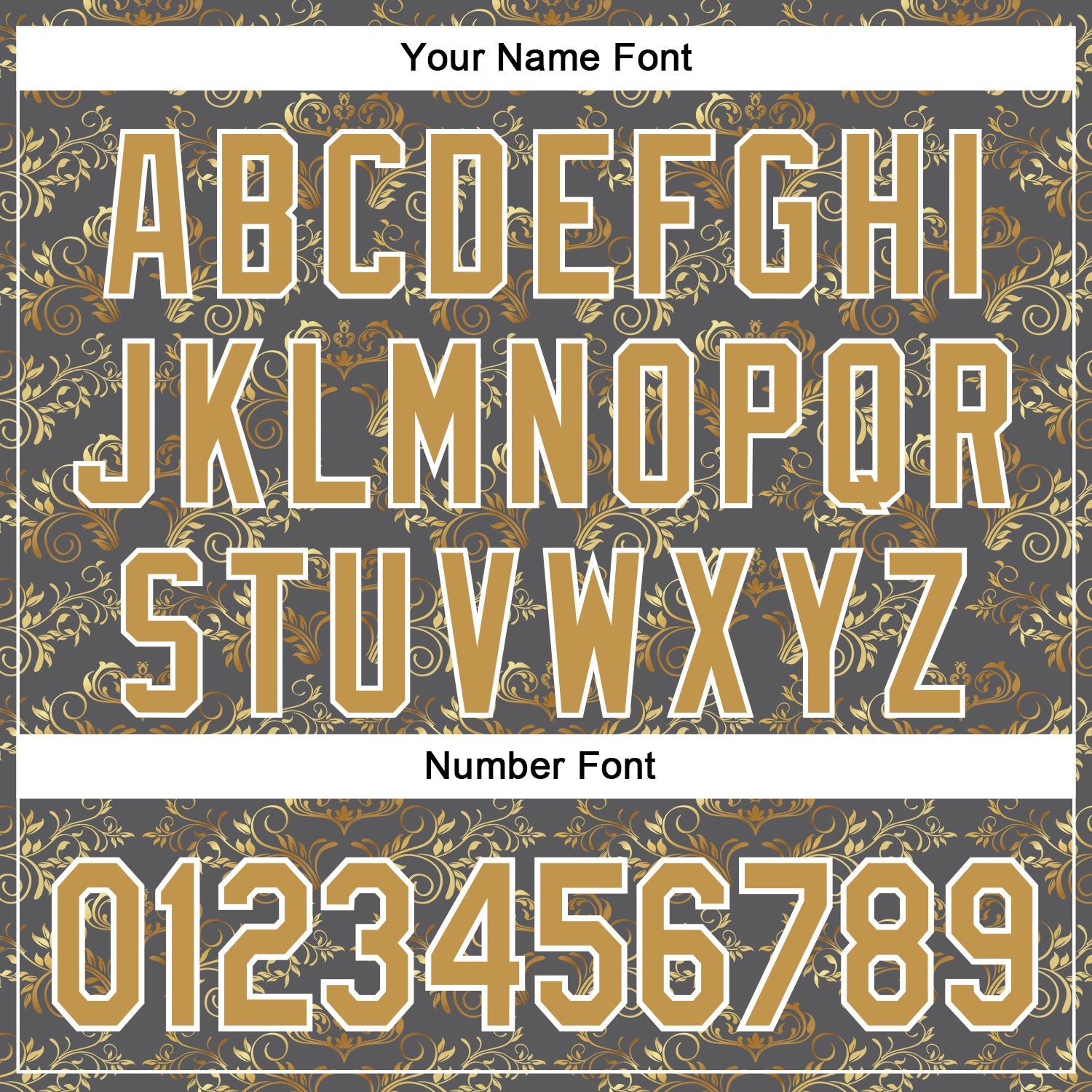 Custom Stitched Steel Gray Old Gold-White 3D Pattern Design Golden Subtle Floral Sports Pullover Sweatshirt Hoodie