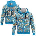 Custom Stitched Panther Blue City Cream-Brown 3D Pattern Design Ethnic Paisley Floral Bandana Sports Pullover Sweatshirt Hoodie