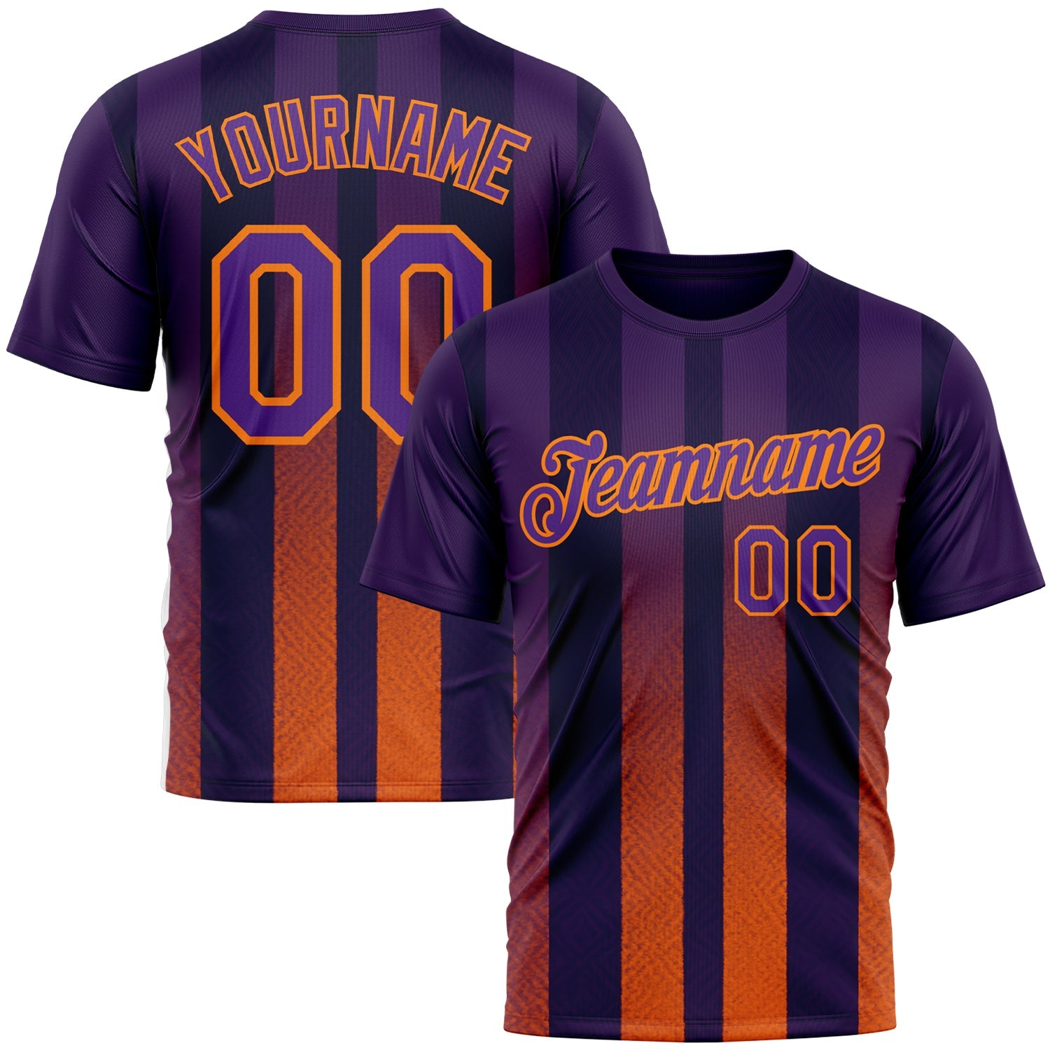 Custom Purple Orange-Bay Orange 3D Pattern Design Sunset Gradient Stripe Sportswear Performance T-Shirt