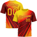 Custom Red Yellow 3D Pattern Design Spain Wave Gradient Sportswear Performance T-Shirt