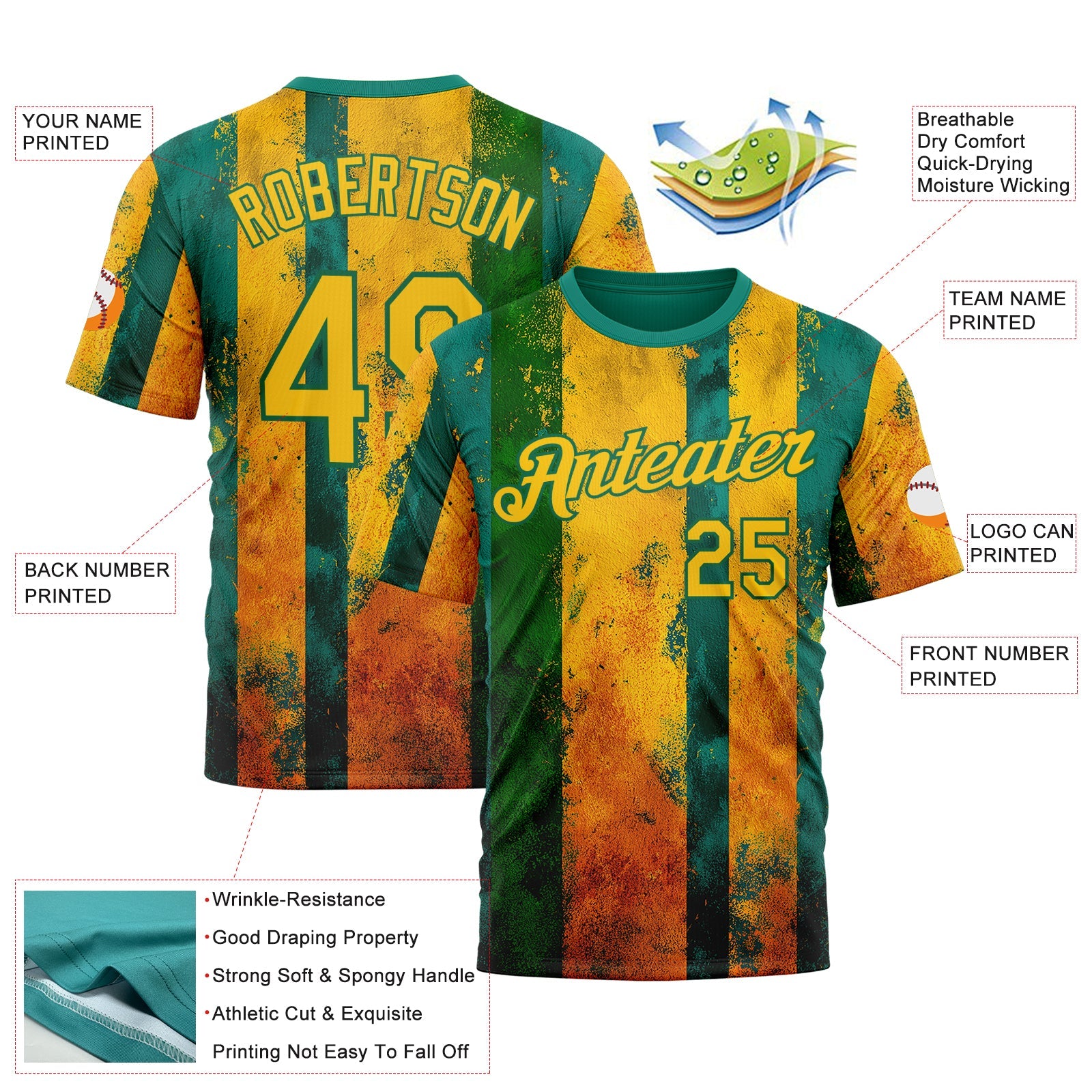 Custom Green Yellow-Kelly Green 3D Pattern Design Brazil Stripe Sportswear Performance T-Shirt