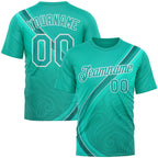 Custom Green Aqua-White 3D Pattern Design Sportswear Performance T-Shirt