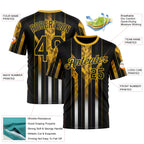 Custom Black Yellow 3D Pattern Design Germany Stripe Sportswear Performance T-Shirt