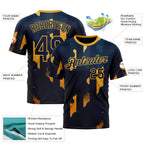 Custom Blue Navy-Yellow 3D Pattern Design Geometric Shape Stripe Sportswear Performance T-Shirt