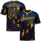 Custom Blue Navy-Yellow 3D Pattern Design Geometric Shape Stripe Sportswear Performance T-Shirt
