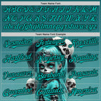 Custom Blue Aqua-Black 3D Halloween Spooky Skull Authentic Baseball Jersey