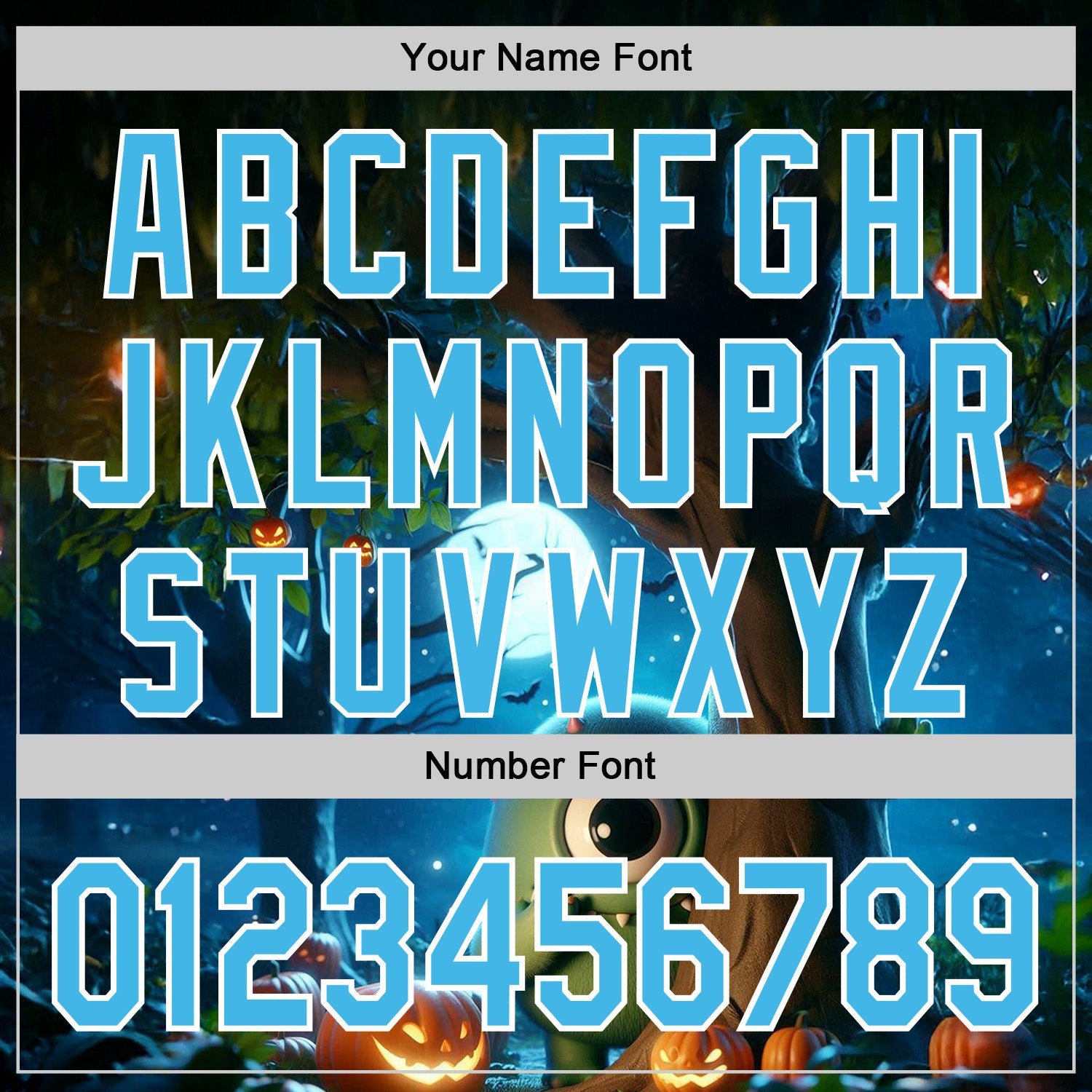 Custom Black Sky Blue-White 3D Halloween Spooky Pumpkin Authentic Baseball Jersey