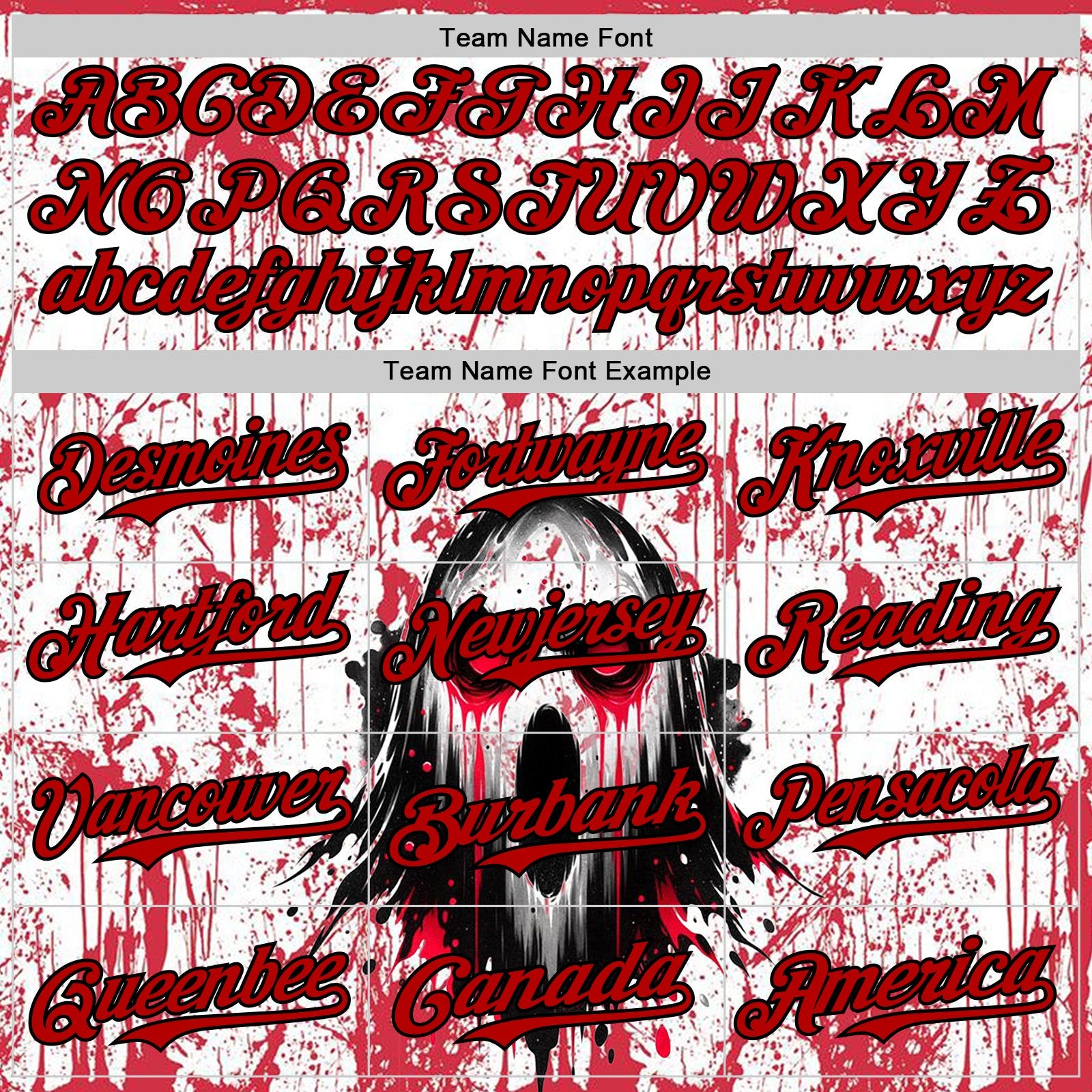 Custom White Red-Black 3D Halloween Creepy Blood Horror Authentic Baseball Jersey