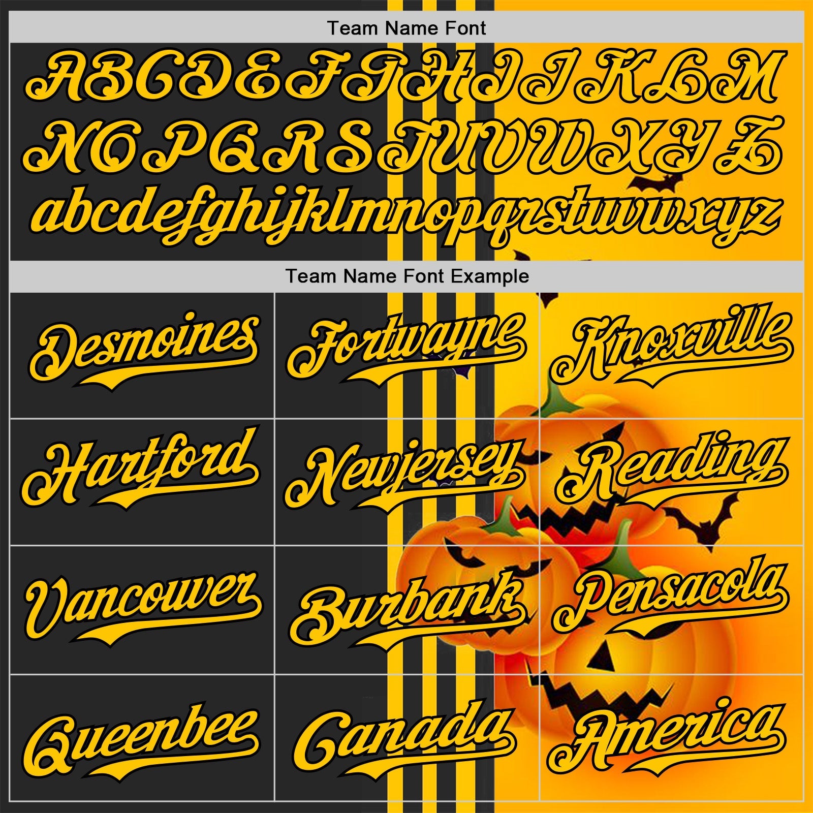 Custom Yellow Black 3D Halloween Spooky Pumpkin Stripe Authentic Baseball Jersey