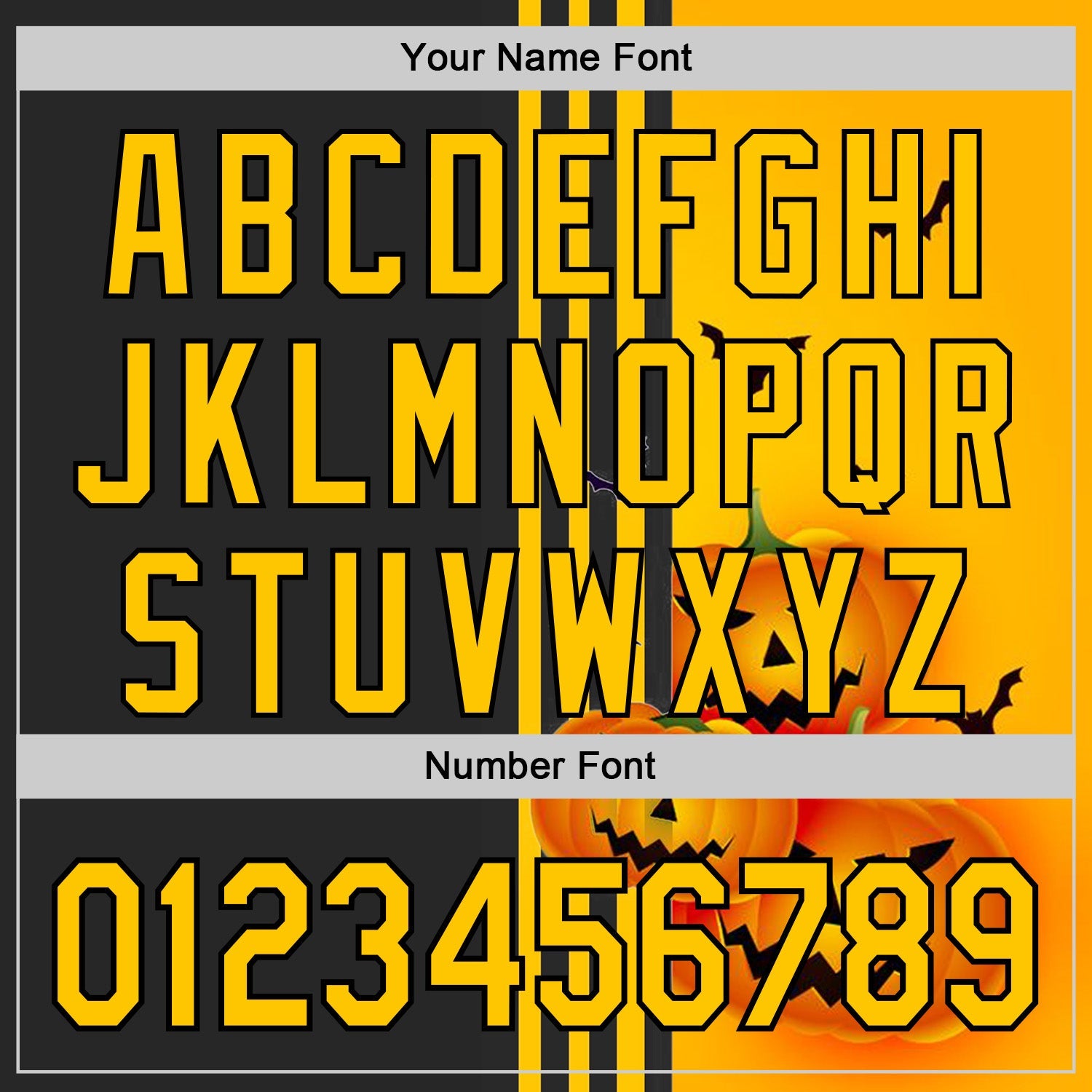 Custom Yellow Black 3D Halloween Spooky Pumpkin Stripe Authentic Baseball Jersey