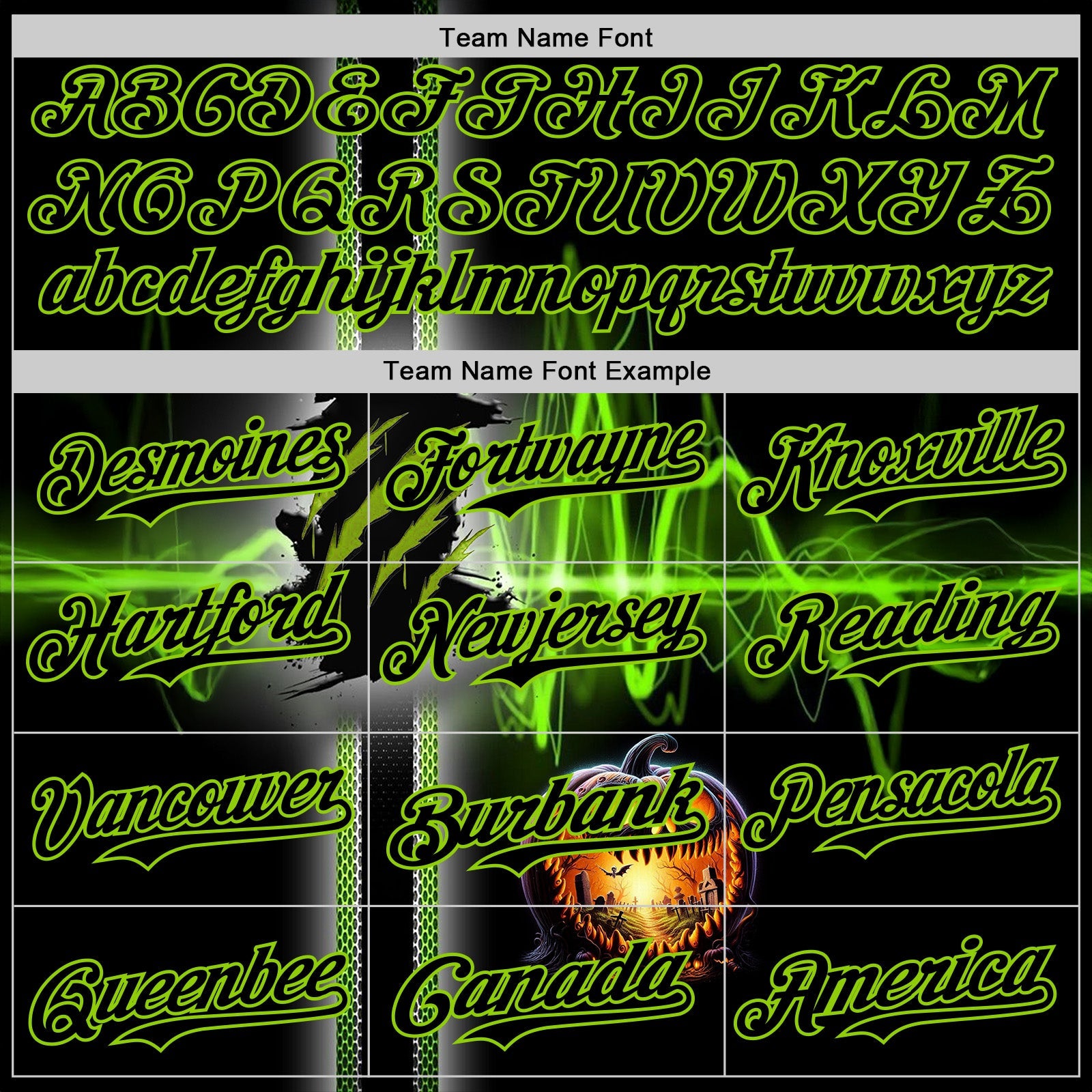 Custom Black Neon Green 3D Halloween Spooky Pumpkin Scratch Authentic Baseball Jersey